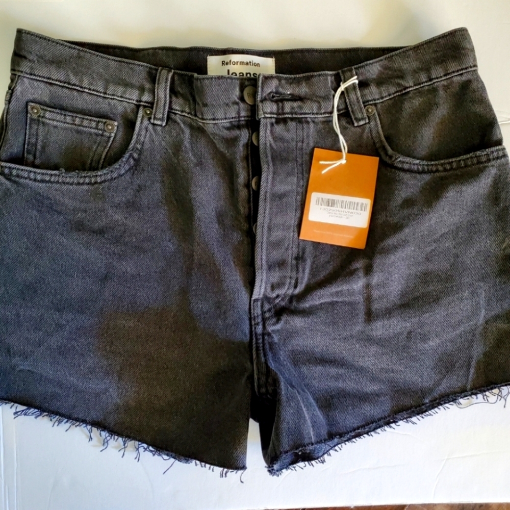 Reformation Black Jean Shorts
